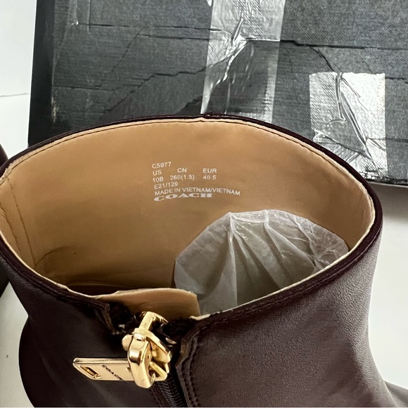 Coach Women Pacey Slip On Pointed Toe Ankle Booties- New In Box - Dark Cranberry - Picture 10 of 16